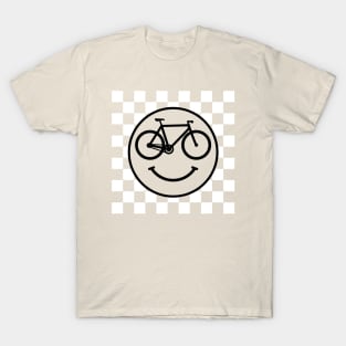 Bicycle Happy Smiley Bike Face Checkers T-Shirt